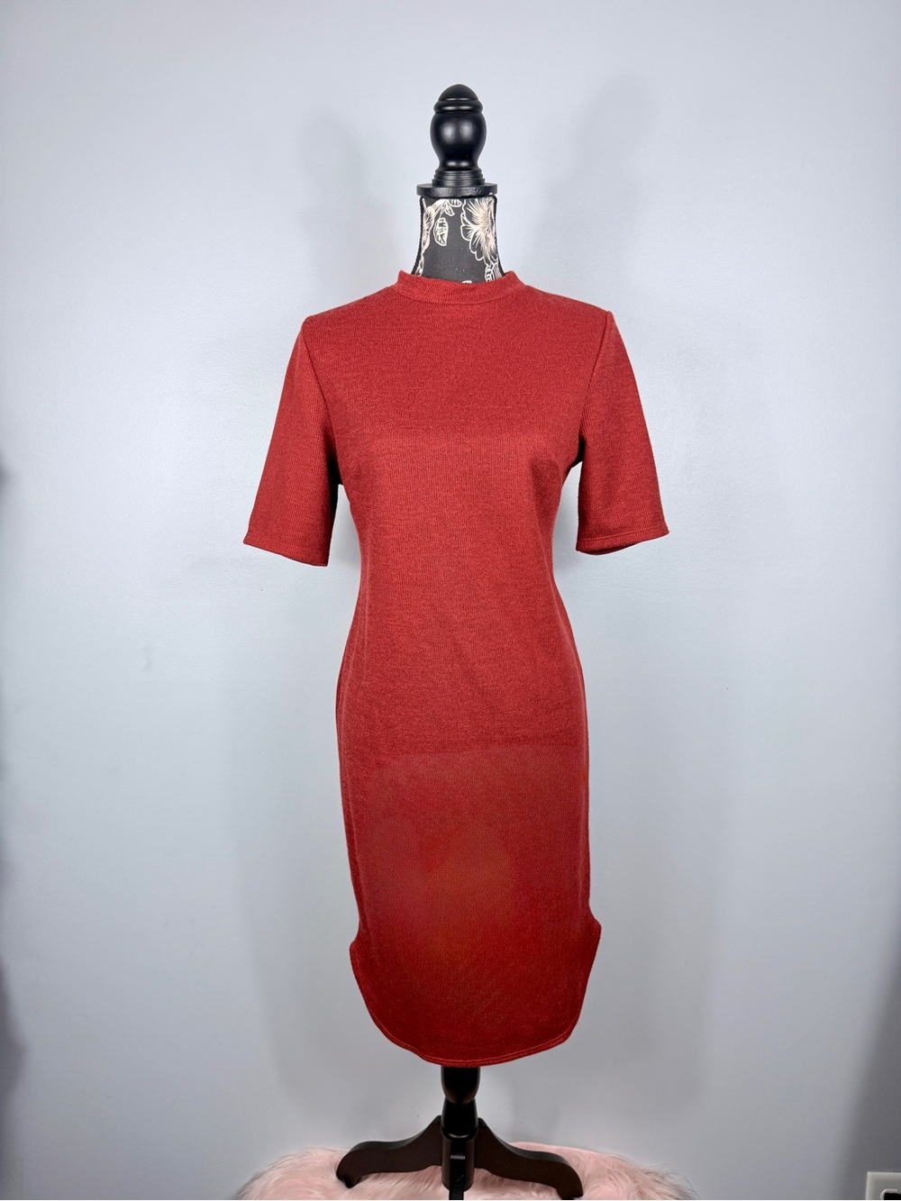 NWT Pinkblush rust color short sleeve fitted maternity dress size large